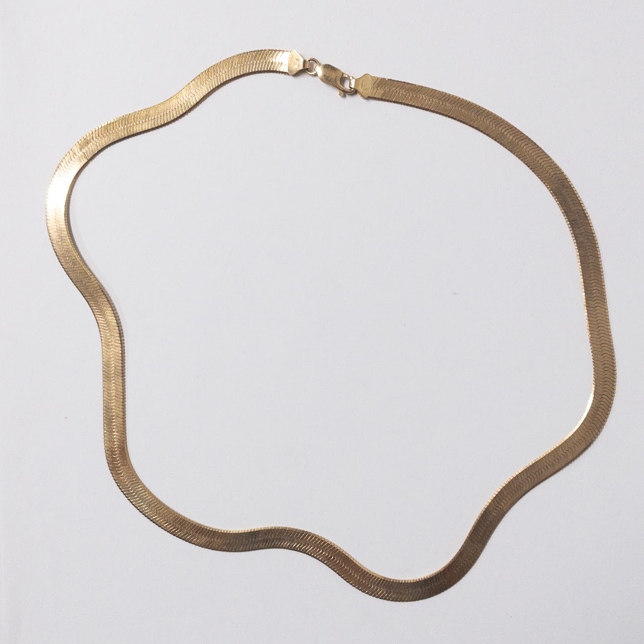 14K Gold Wide Herringbone Chain