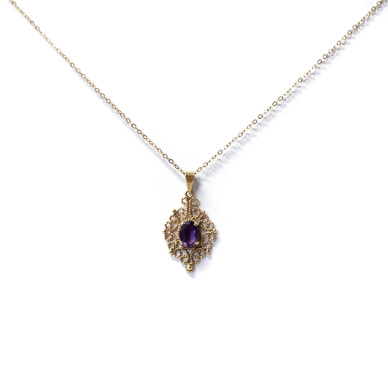 18K Gold Amethyst Pendant