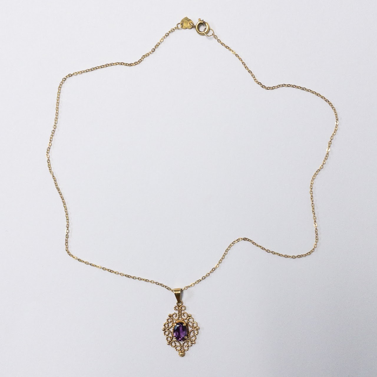 18K Gold Amethyst Pendant