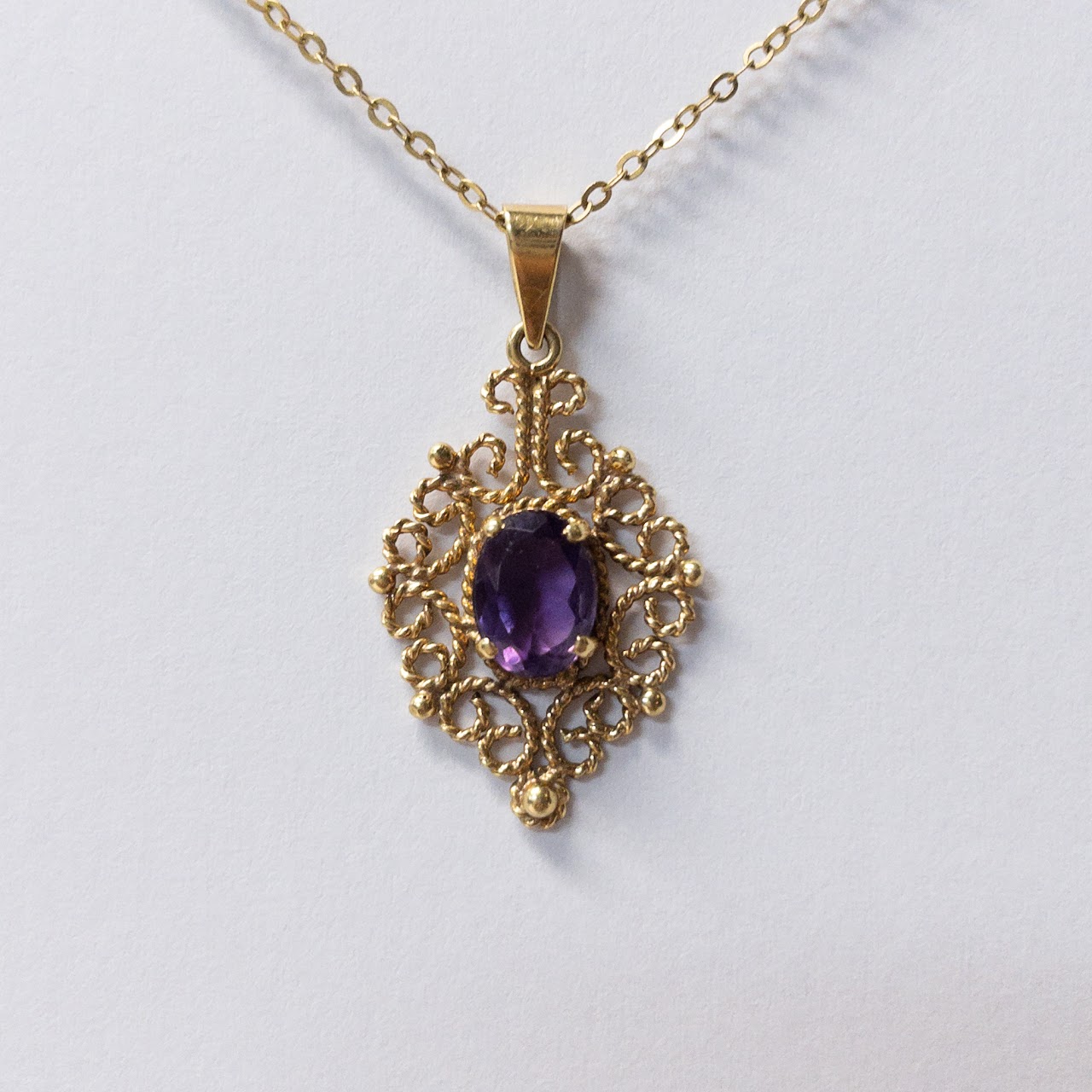 18K Gold Amethyst Pendant