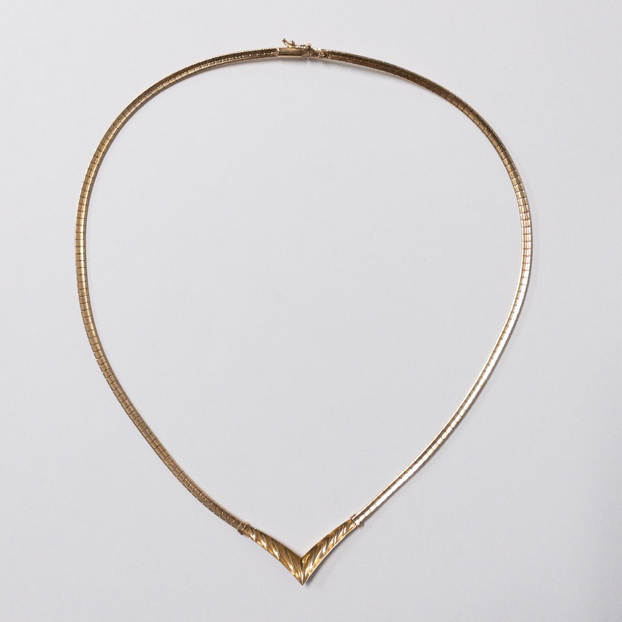 14K Gold Omega V Necklace