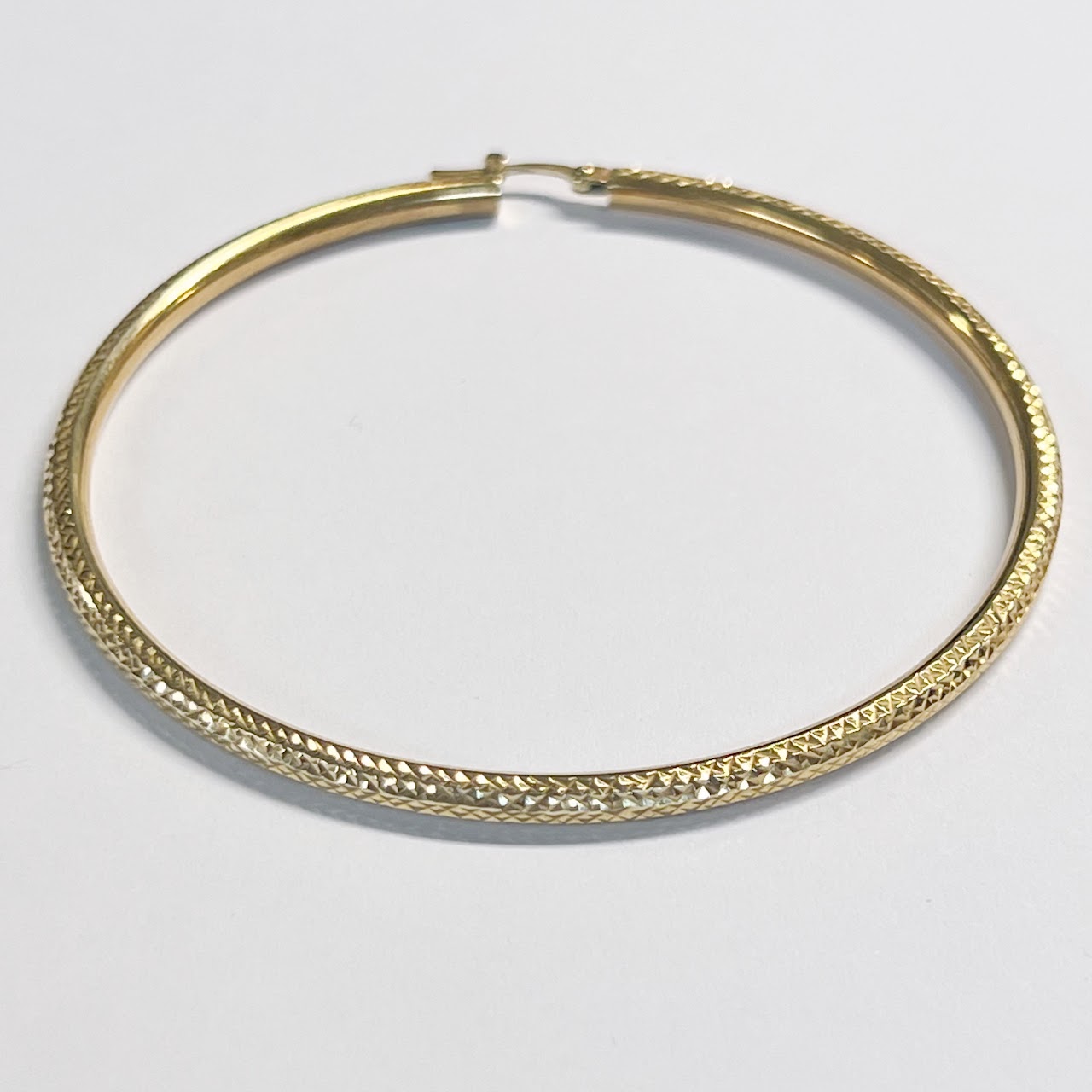 14K Gold Etched Hoop Single Earring