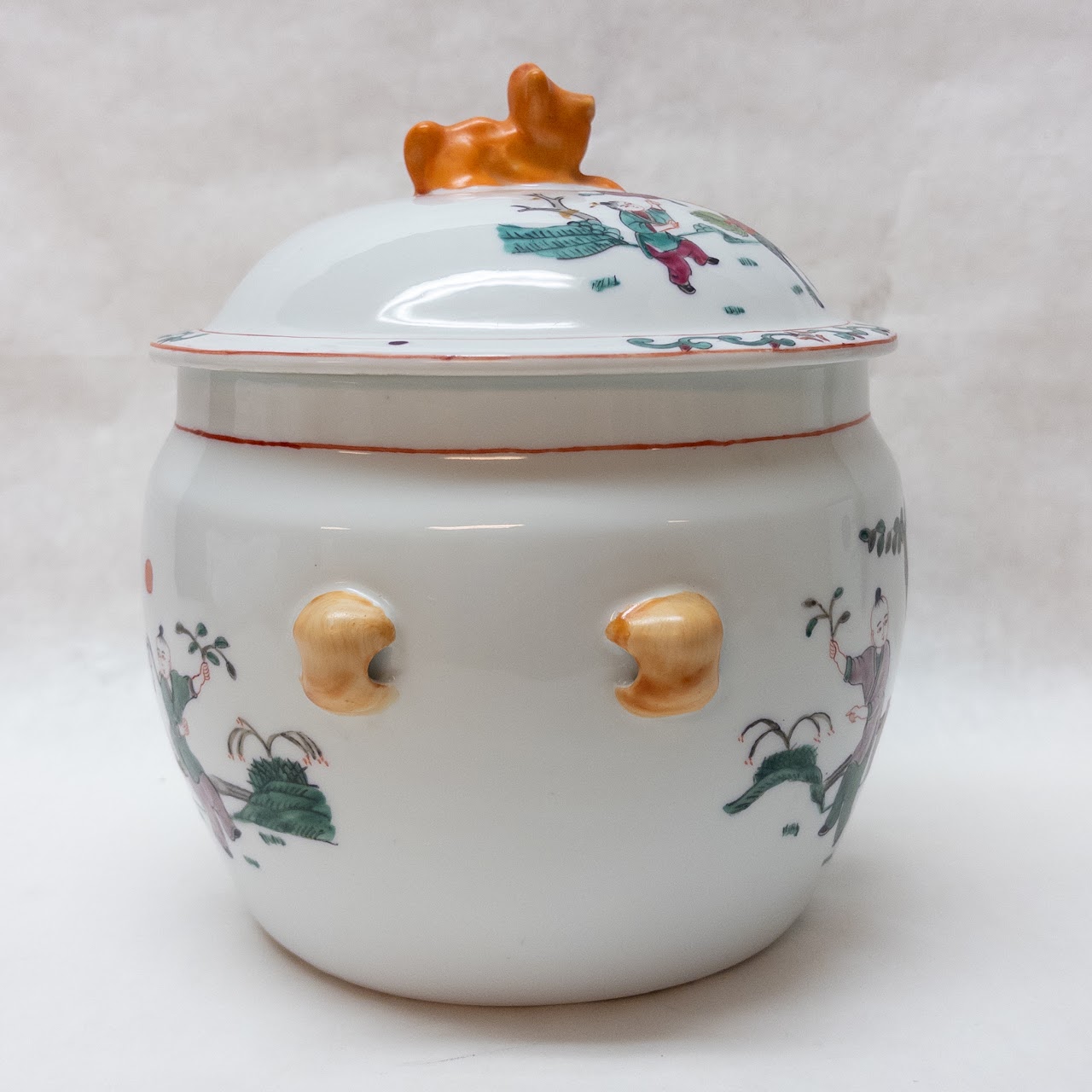 Chinese Hand-Painted Porcelain Lidded Jar