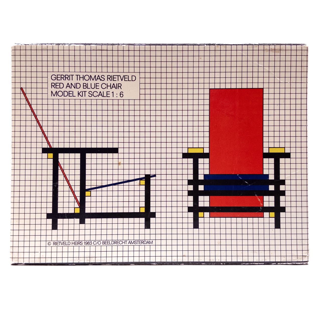 Gerrit Thomas Rietveld Red and Blue Chair Model Kit Scale 1:6, 1983