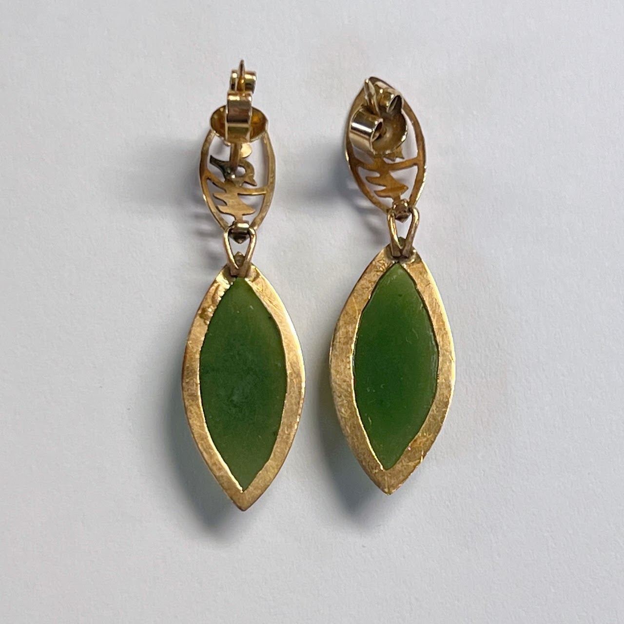 14K Gold and Jade Earrings