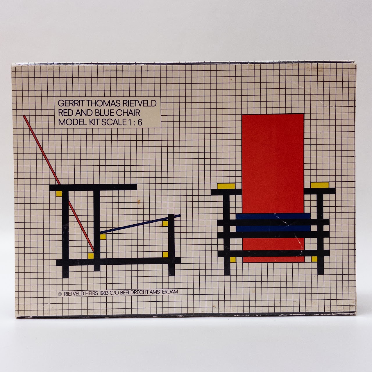 Gerrit Thomas Rietveld Red and Blue Chair Model Kit Scale 1:6, 1983