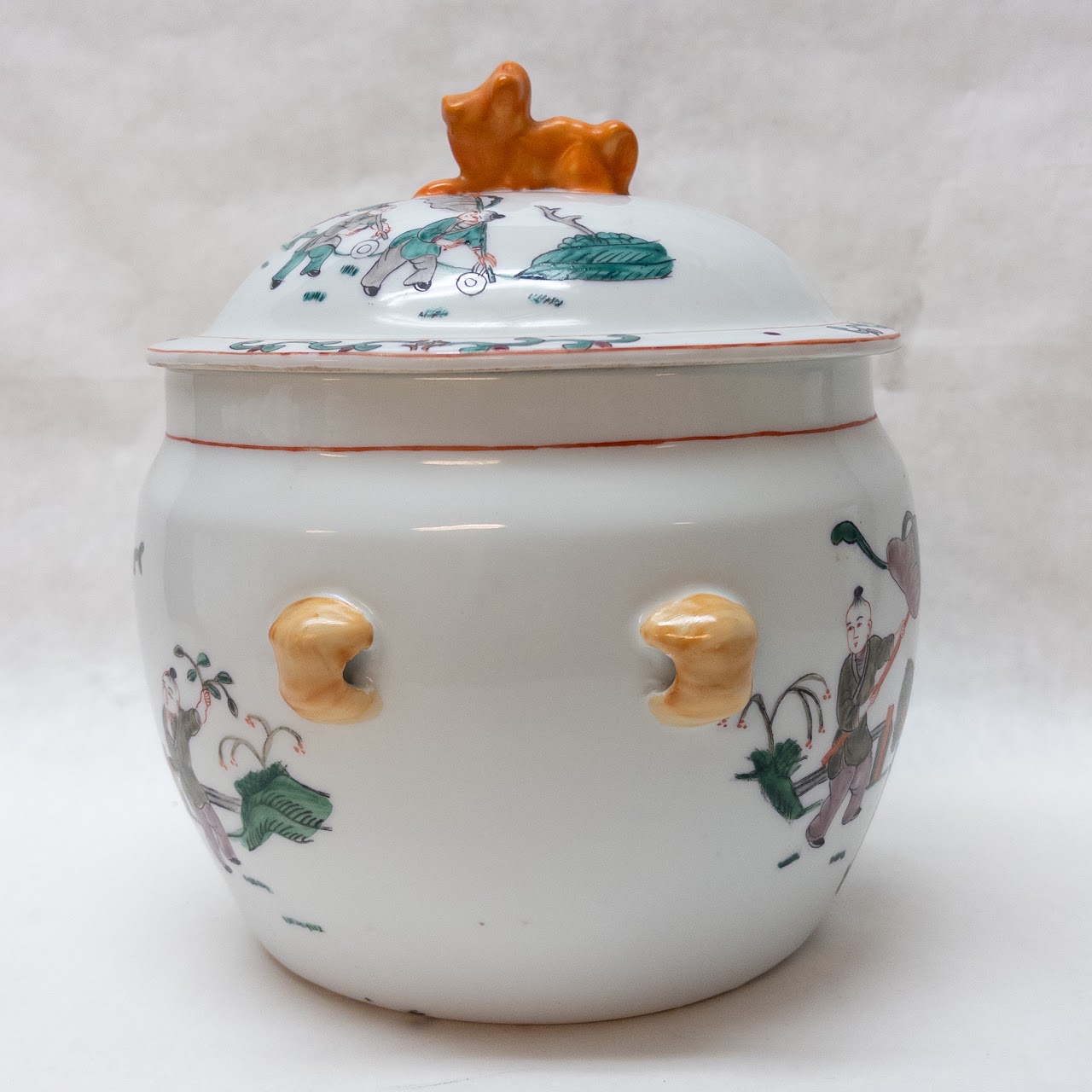 Chinese Hand-Painted Porcelain Lidded Jar