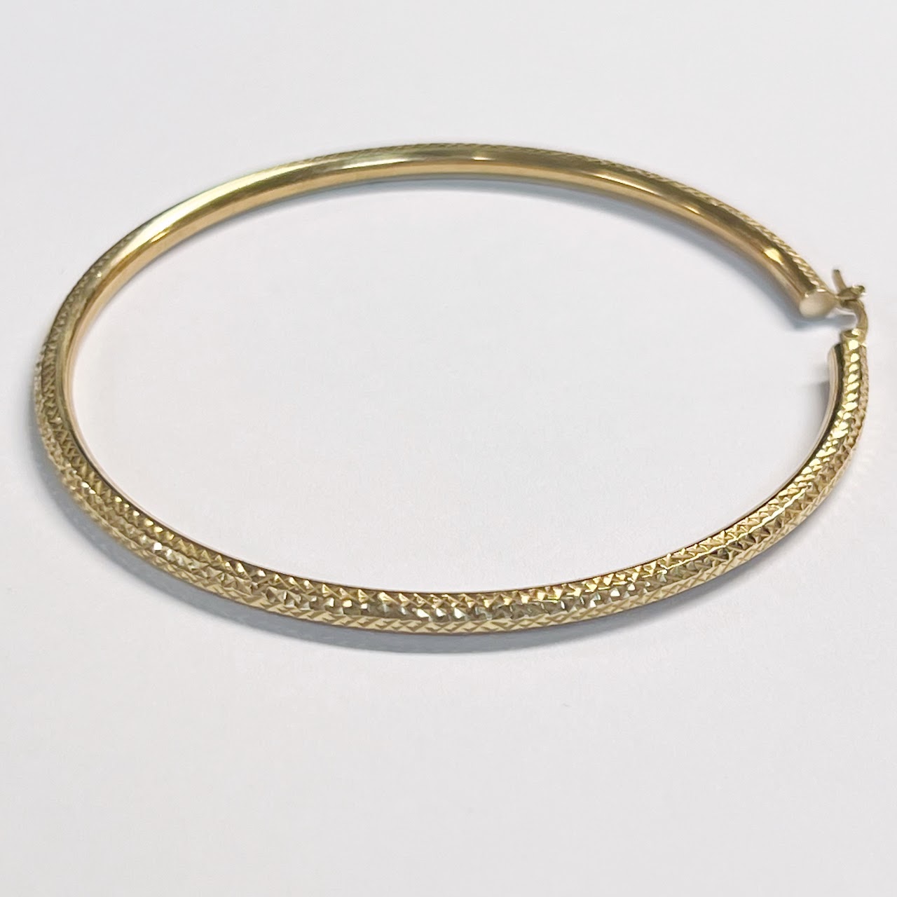 14K Gold Etched Hoop Single Earring