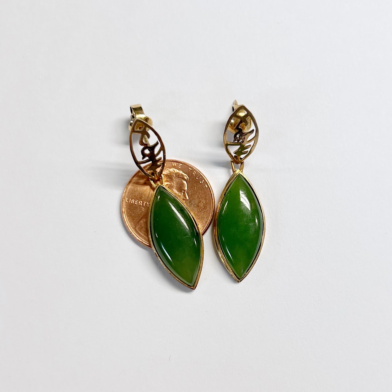 14K Gold and Jade Earrings