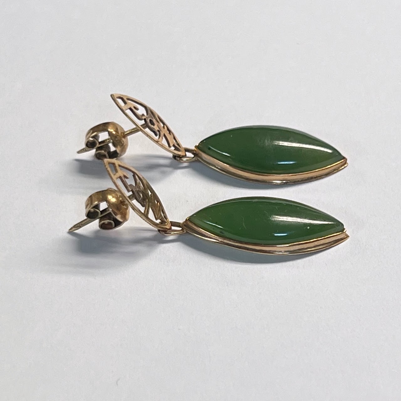 14K Gold and Jade Earrings