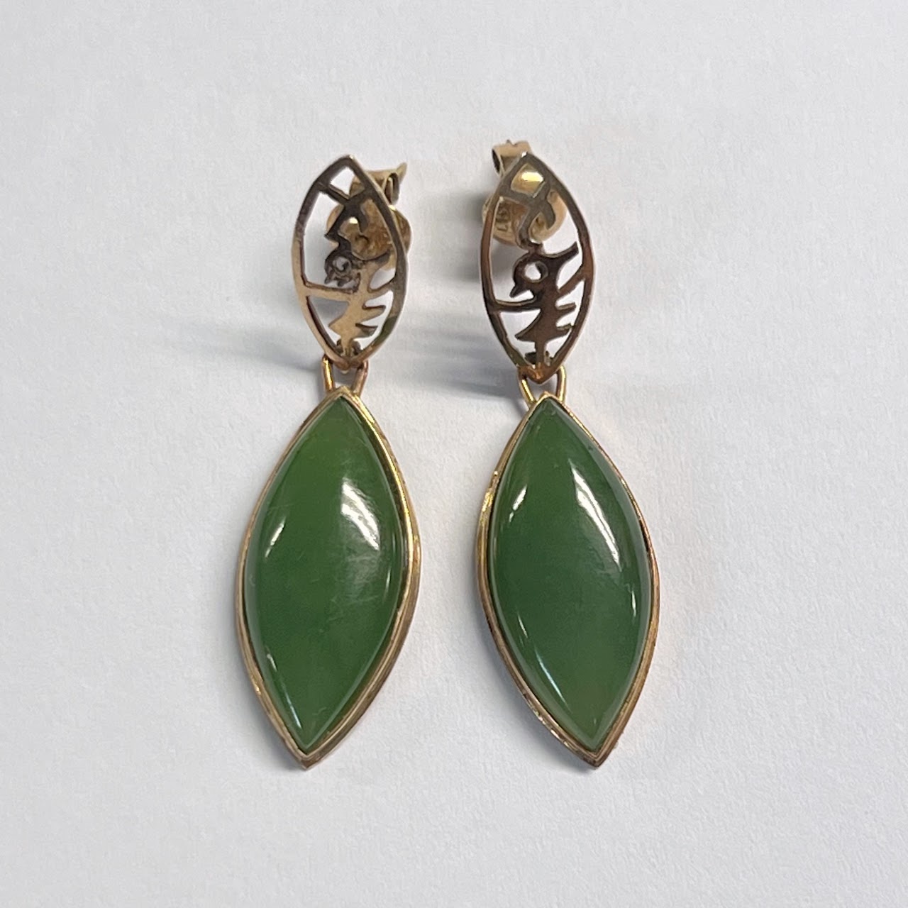 14K Gold and Jade Earrings