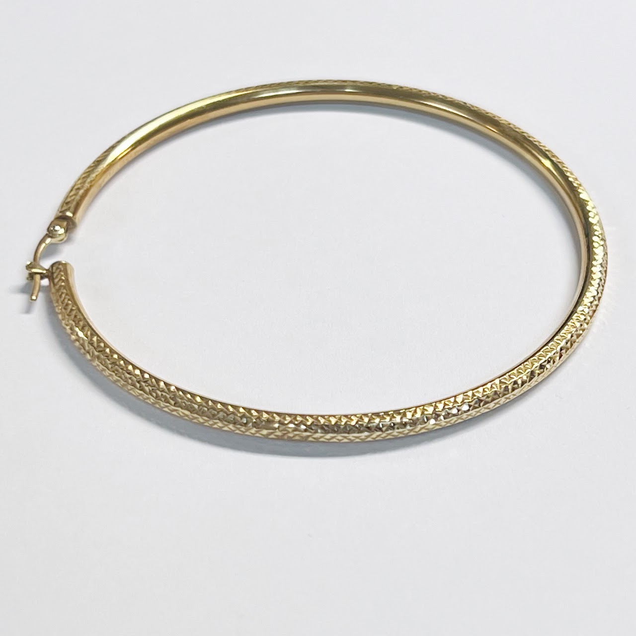 14K Gold Etched Hoop Single Earring