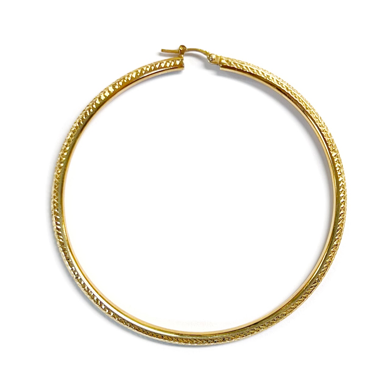 14K Gold Etched Hoop Single Earring