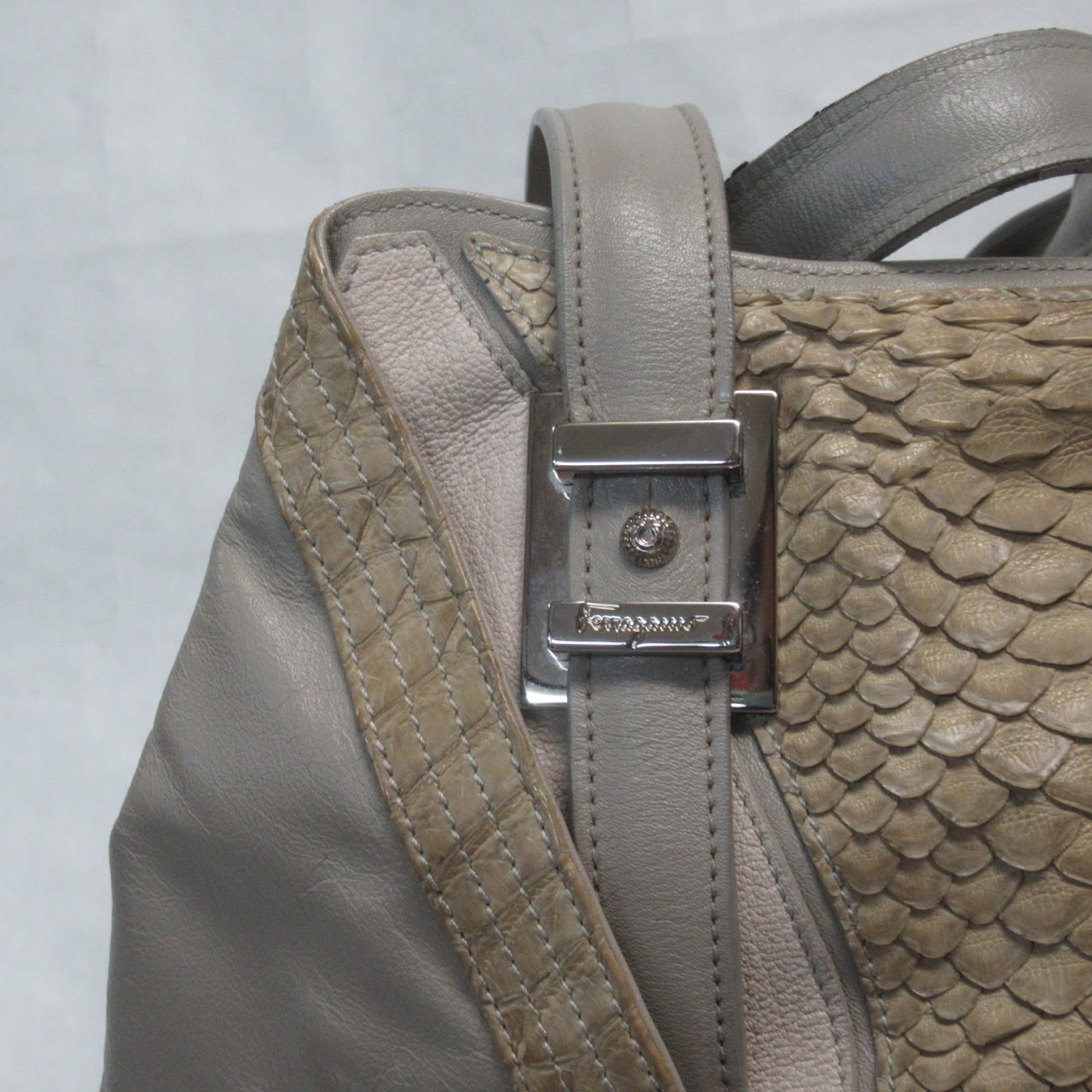 Salvatore Ferragamo Leather and Python Shoulder Bag