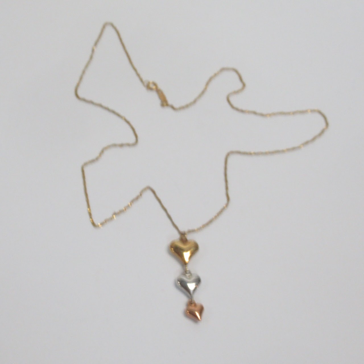 10K Gold Triple Heart Pendant Necklace