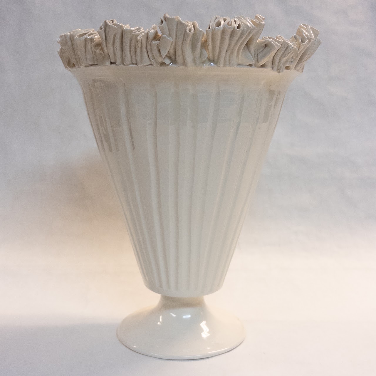 Signed Ruffle Edged Flared Vase