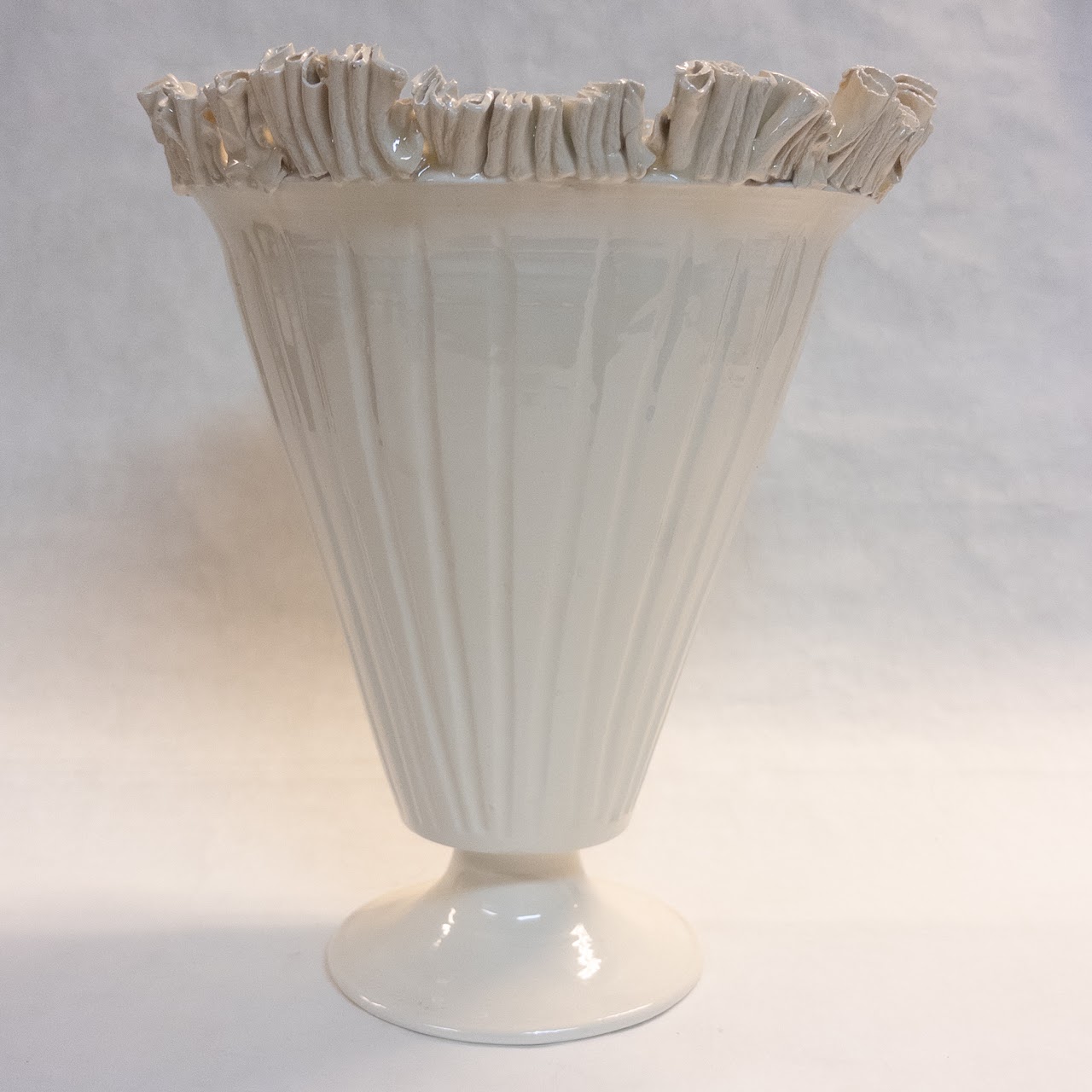 Signed Ruffle Edged Flared Vase