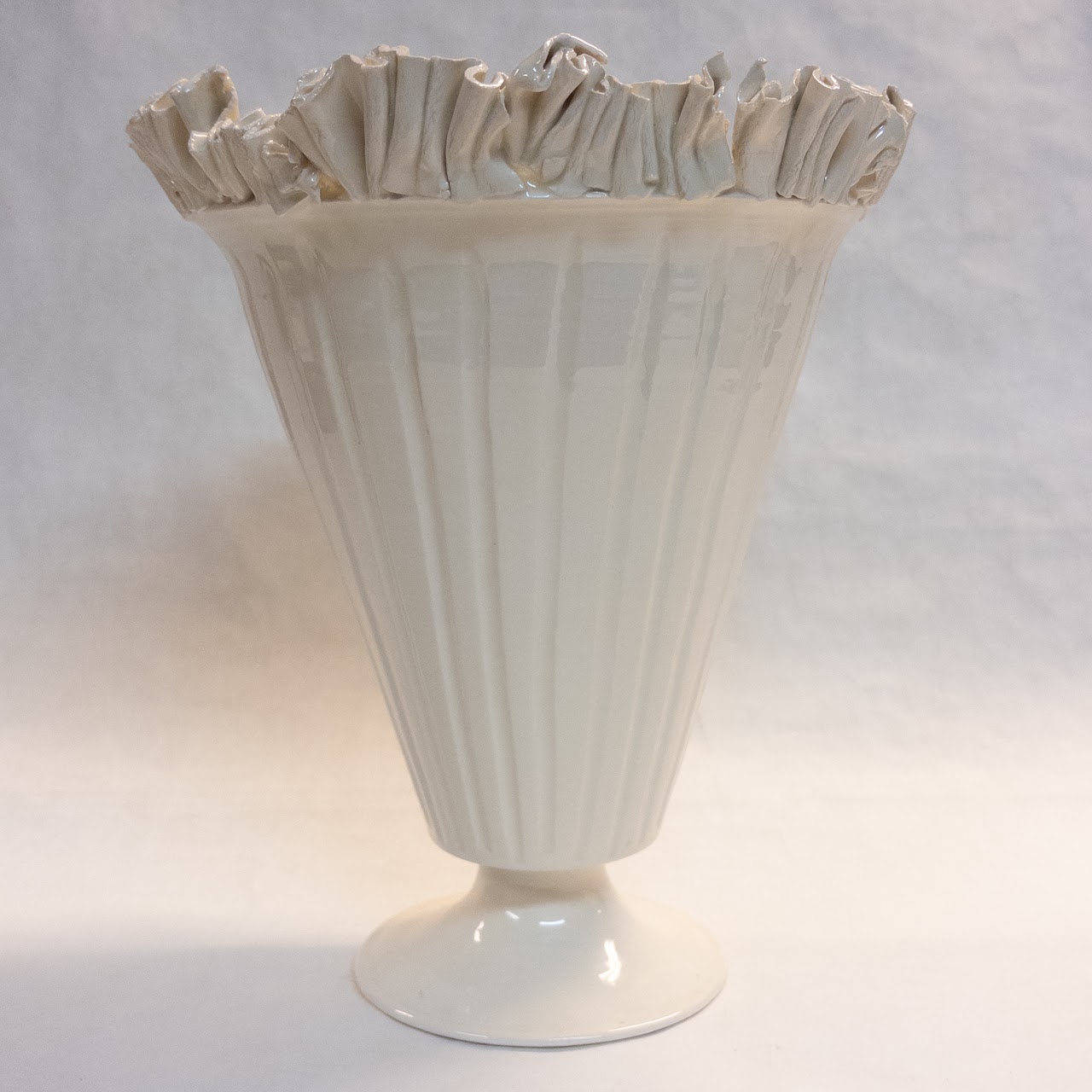 Signed Ruffle Edged Flared Vase