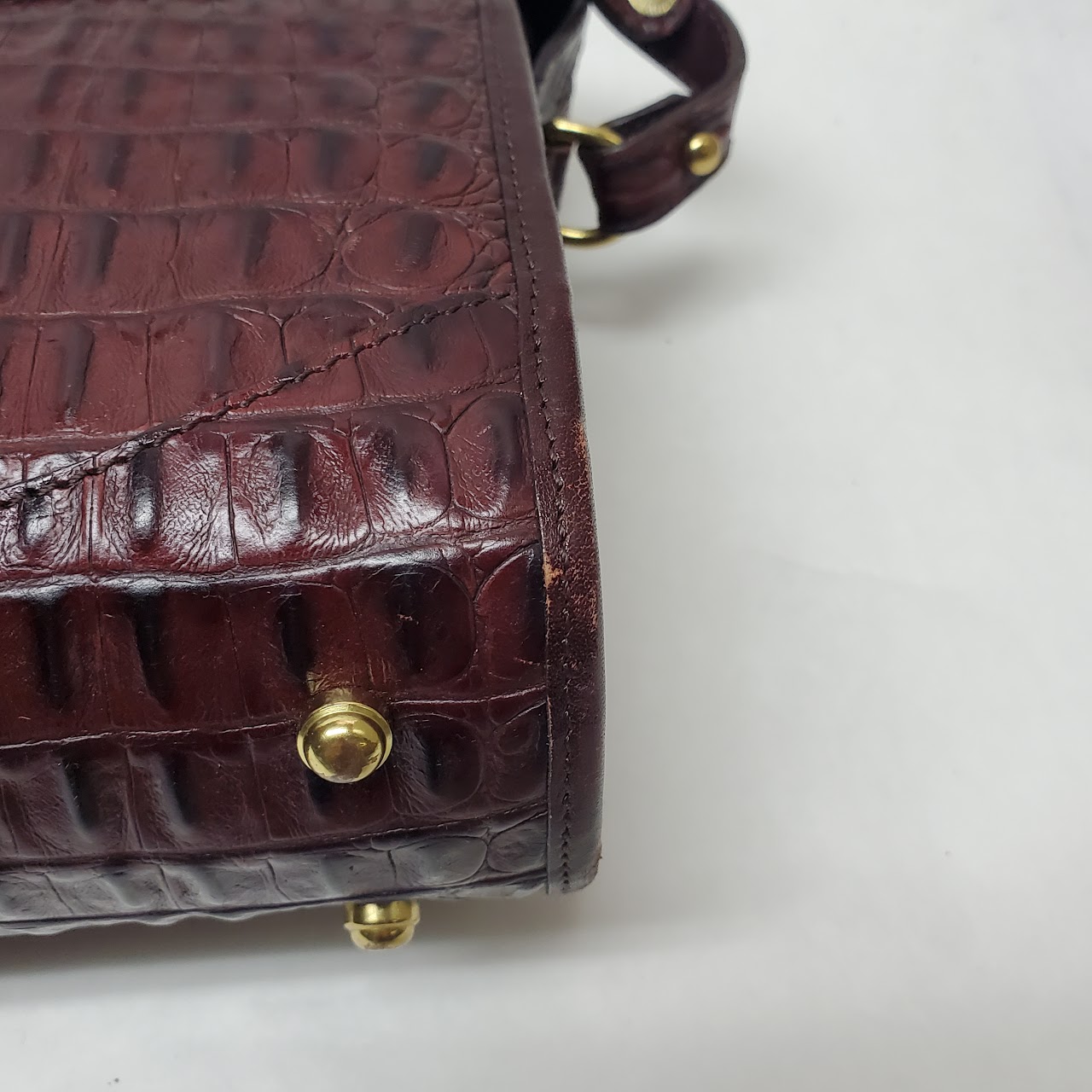 Brahmin Croc-Embossed Leather Shoulder Bag