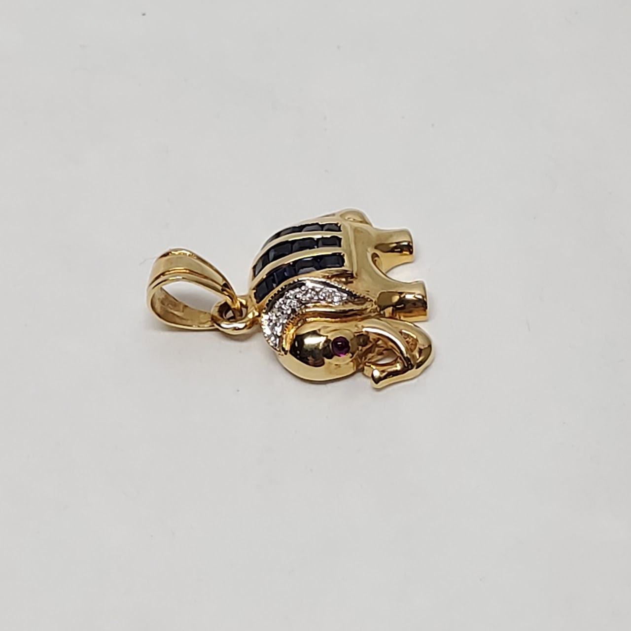 18K Gold, Sapphire & Diamond Elephant Charm