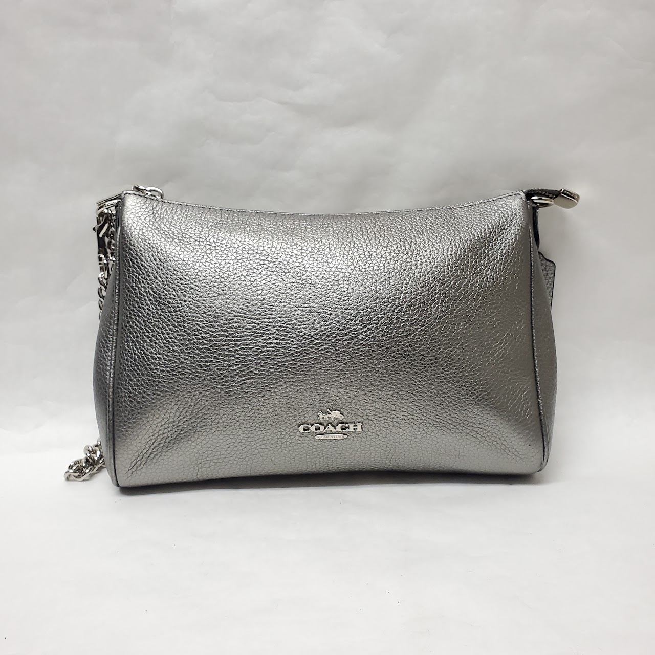 Coach Carrie Silver Metallic Shoulder Bag