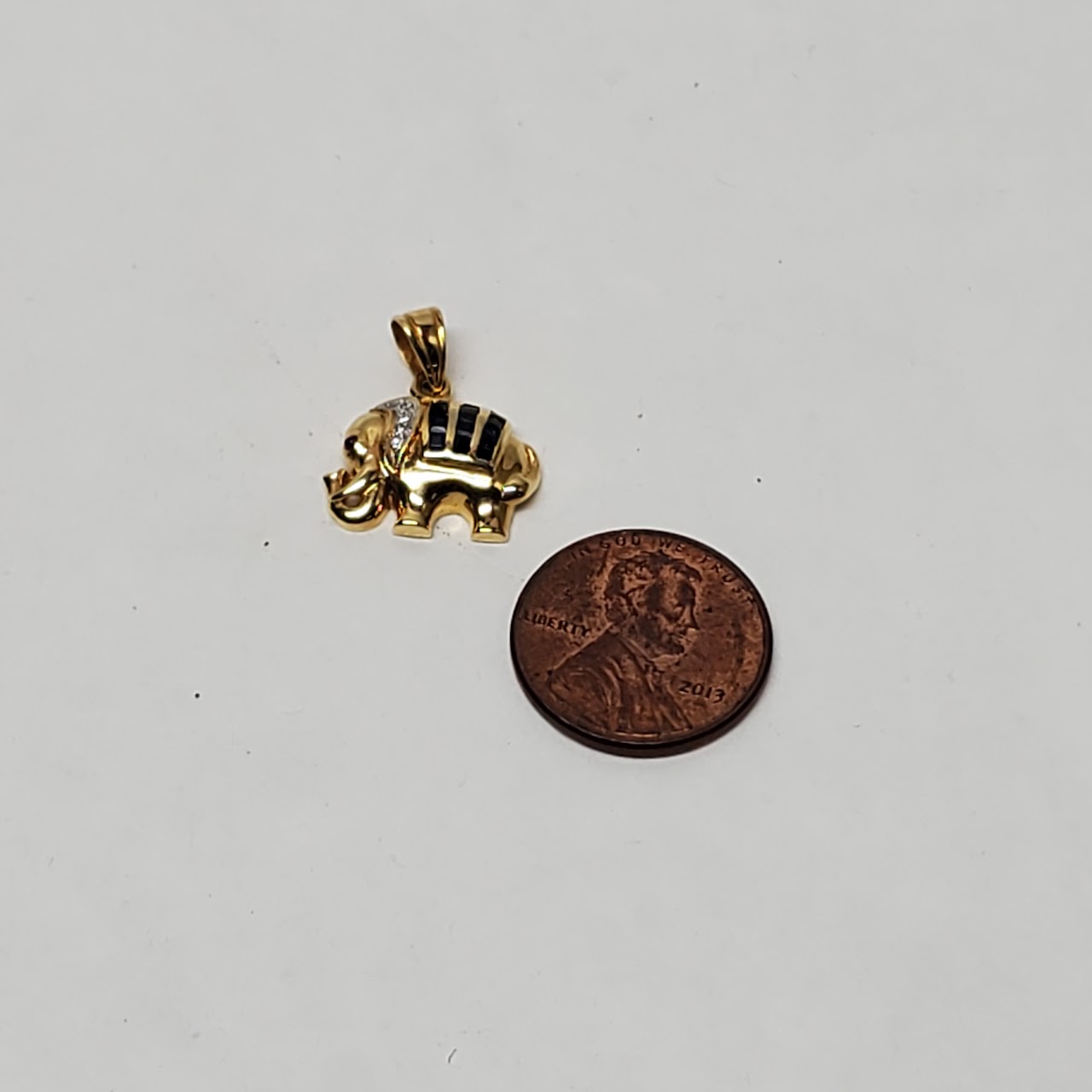 18K Gold, Sapphire & Diamond Elephant Charm