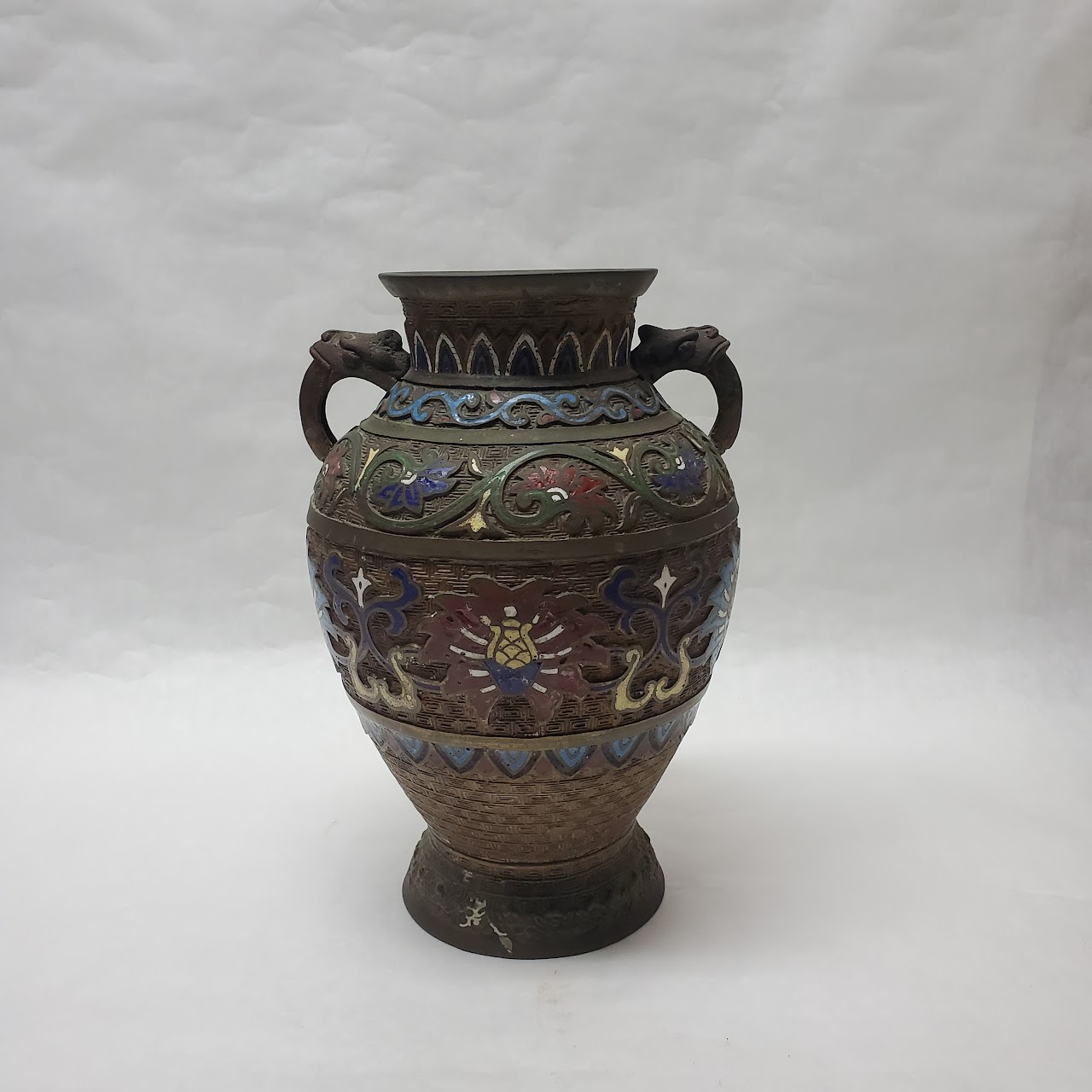 Japanese Enameled Vintage Urn