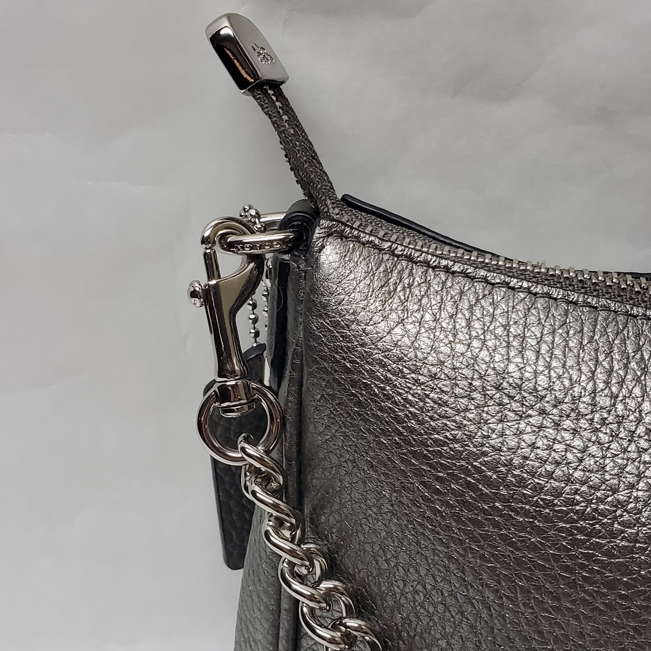 Coach Carrie Silver Metallic Shoulder Bag