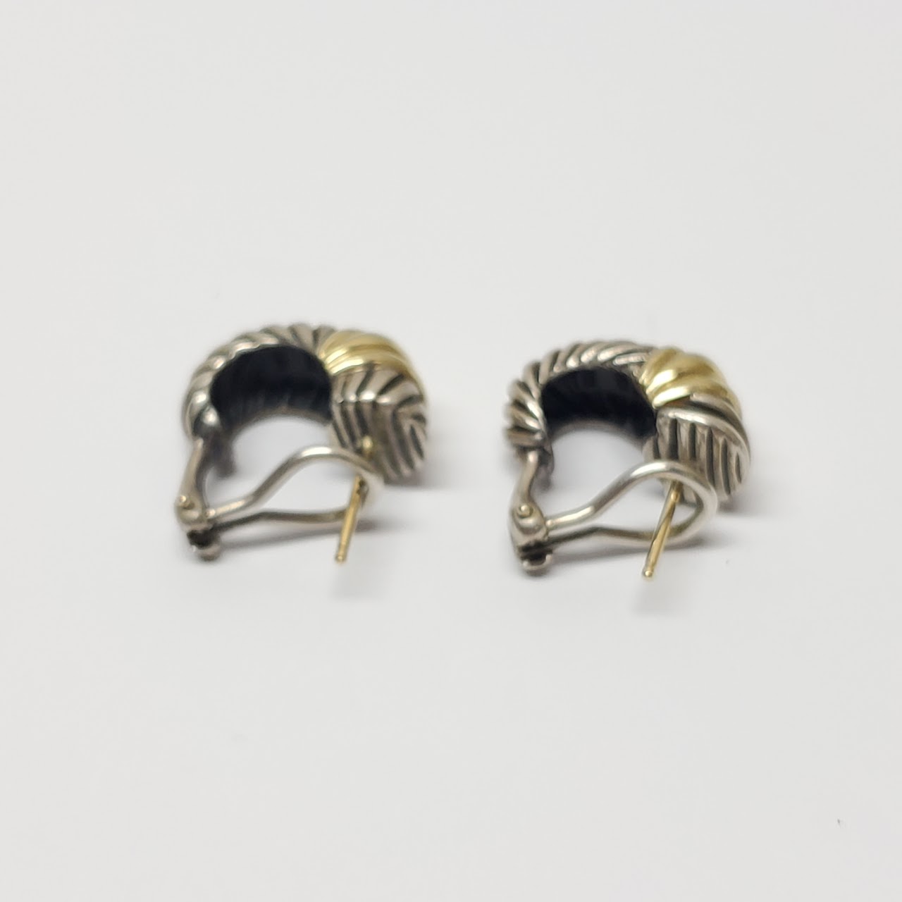David Yurman Sterling Silver & 14K Gold Shrimp Hoop Earrings