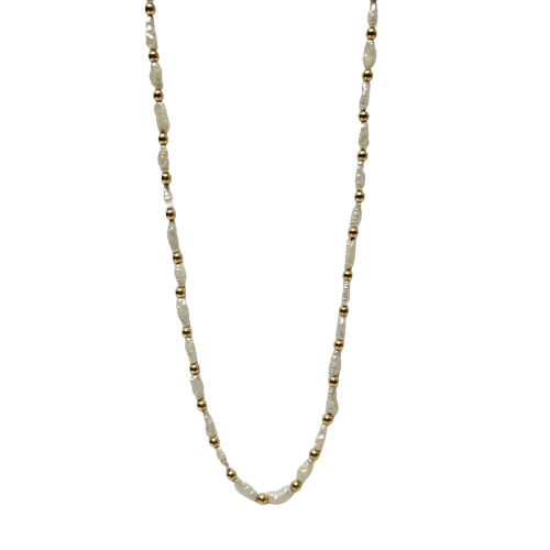 14K Gold & Seed Pearl Necklace