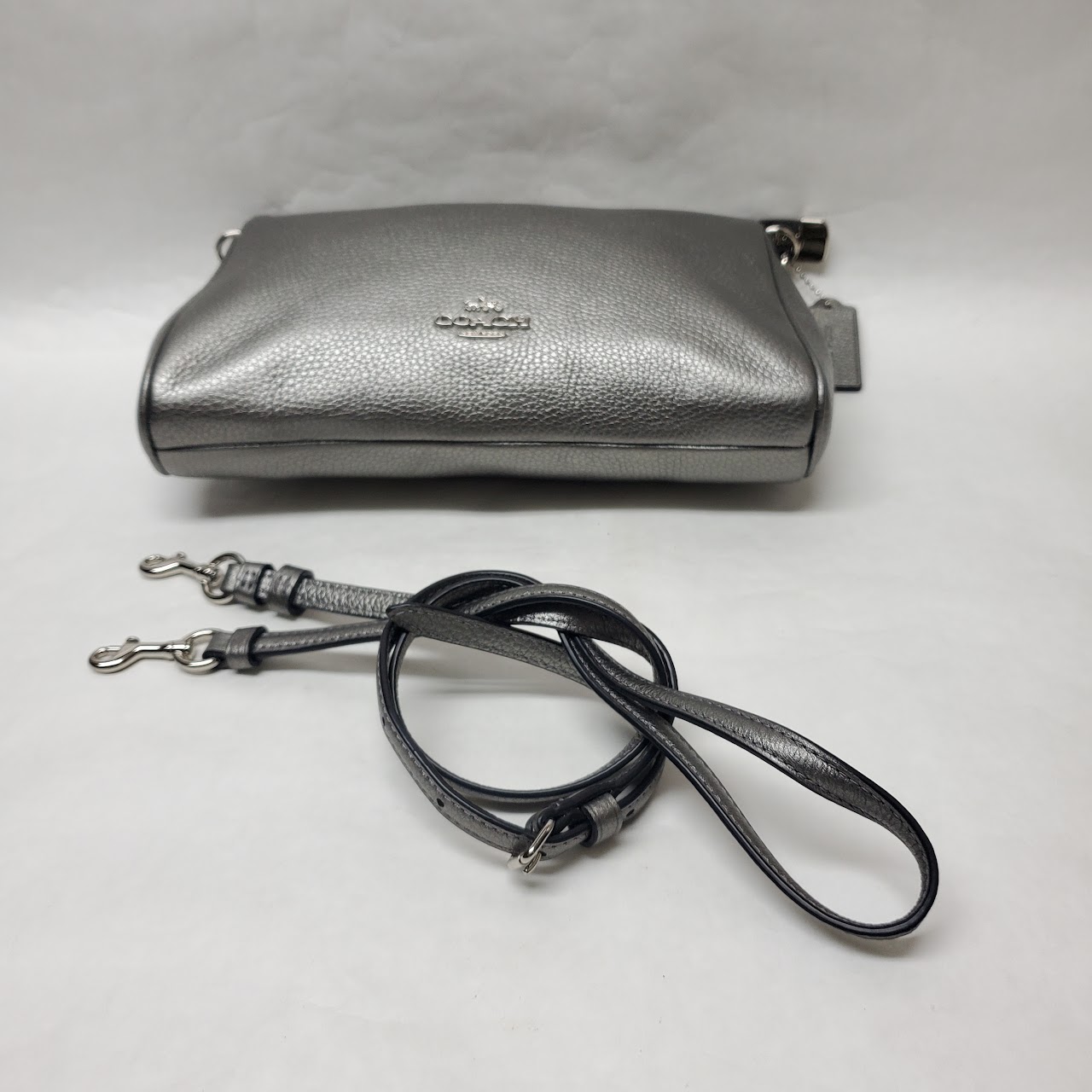 Coach Carrie Silver Metallic Shoulder Bag