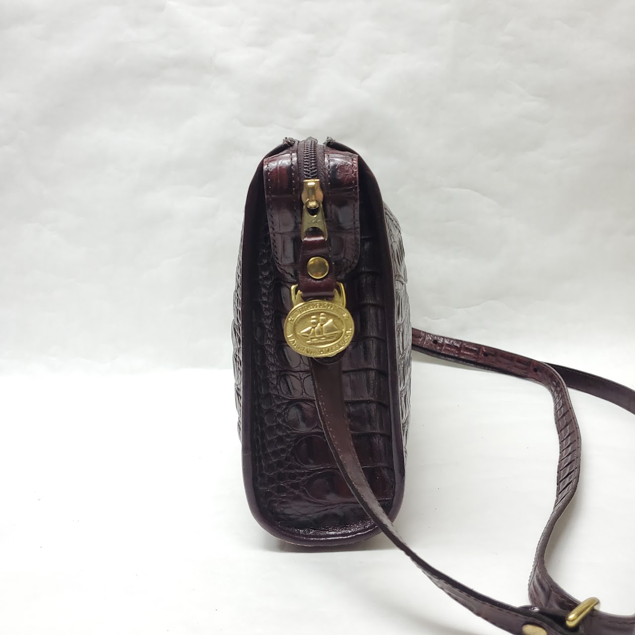 Brahmin Croc-Embossed Leather Shoulder Bag