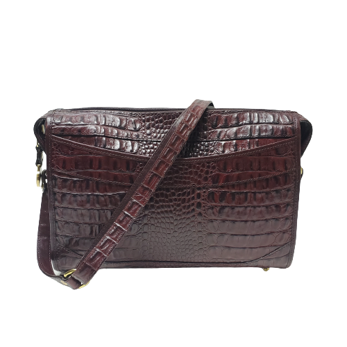 Brahmin Croc-Embossed Leather Shoulder Bag