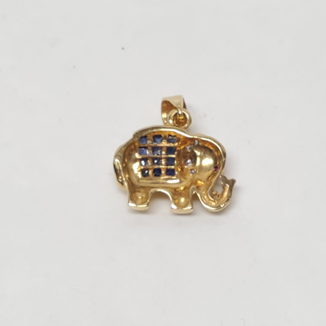 18K Gold, Sapphire & Diamond Elephant Charm