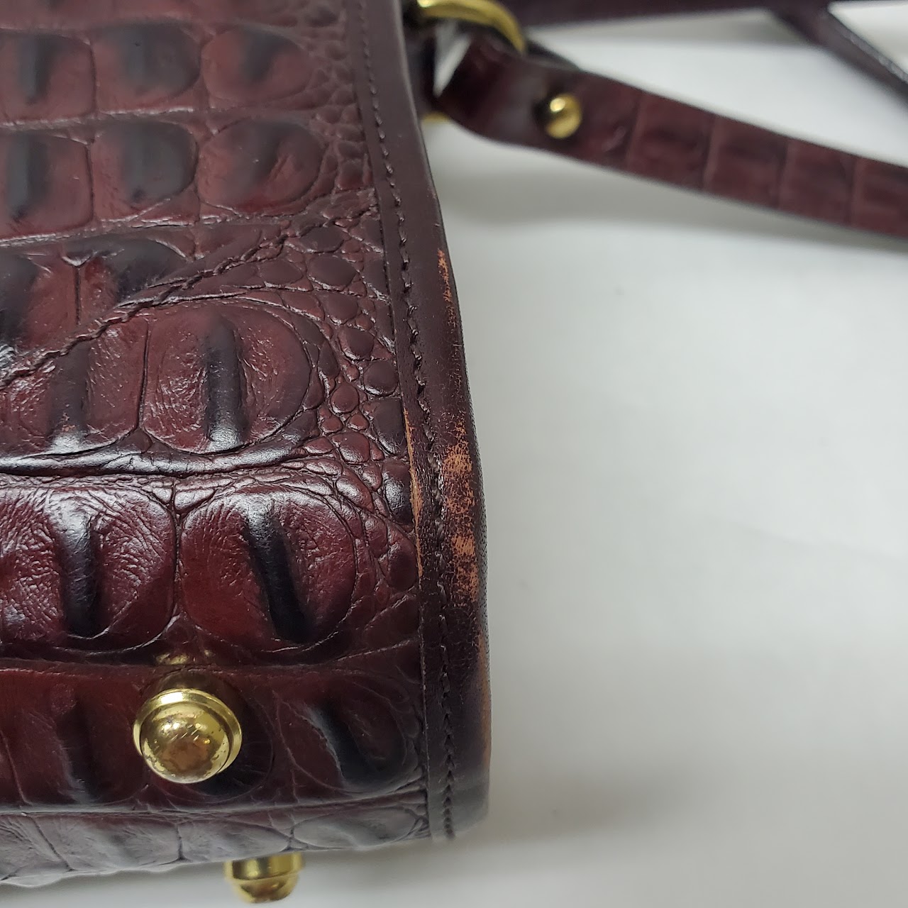 Brahmin Croc-Embossed Leather Shoulder Bag