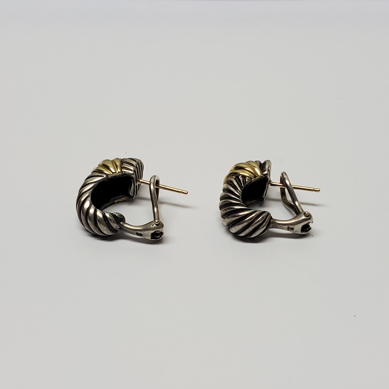 David Yurman Sterling Silver & 14K Gold Shrimp Hoop Earrings