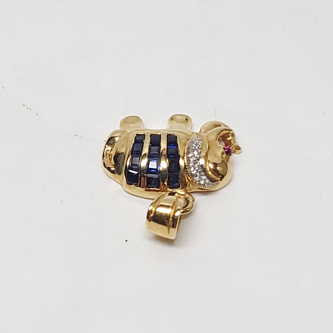 18K Gold, Sapphire & Diamond Elephant Charm