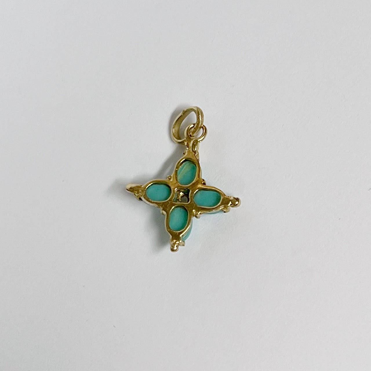 14K Gold, Blue and Clear Stone Pendant