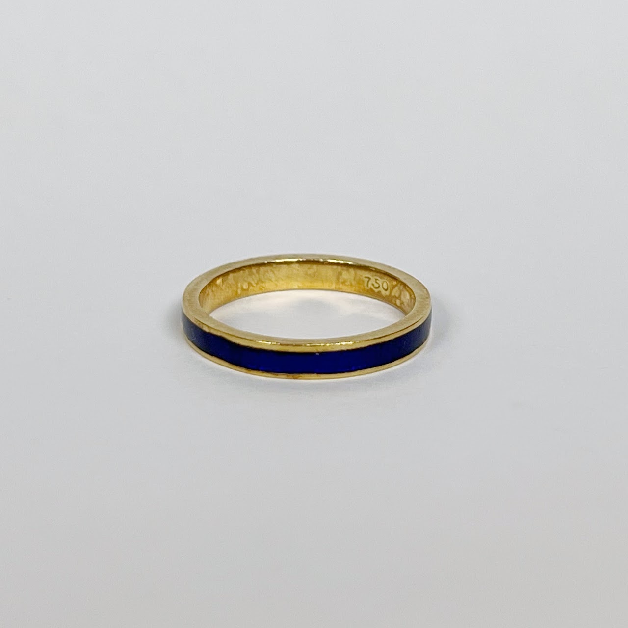 18K Gold and Blue Enamel Band