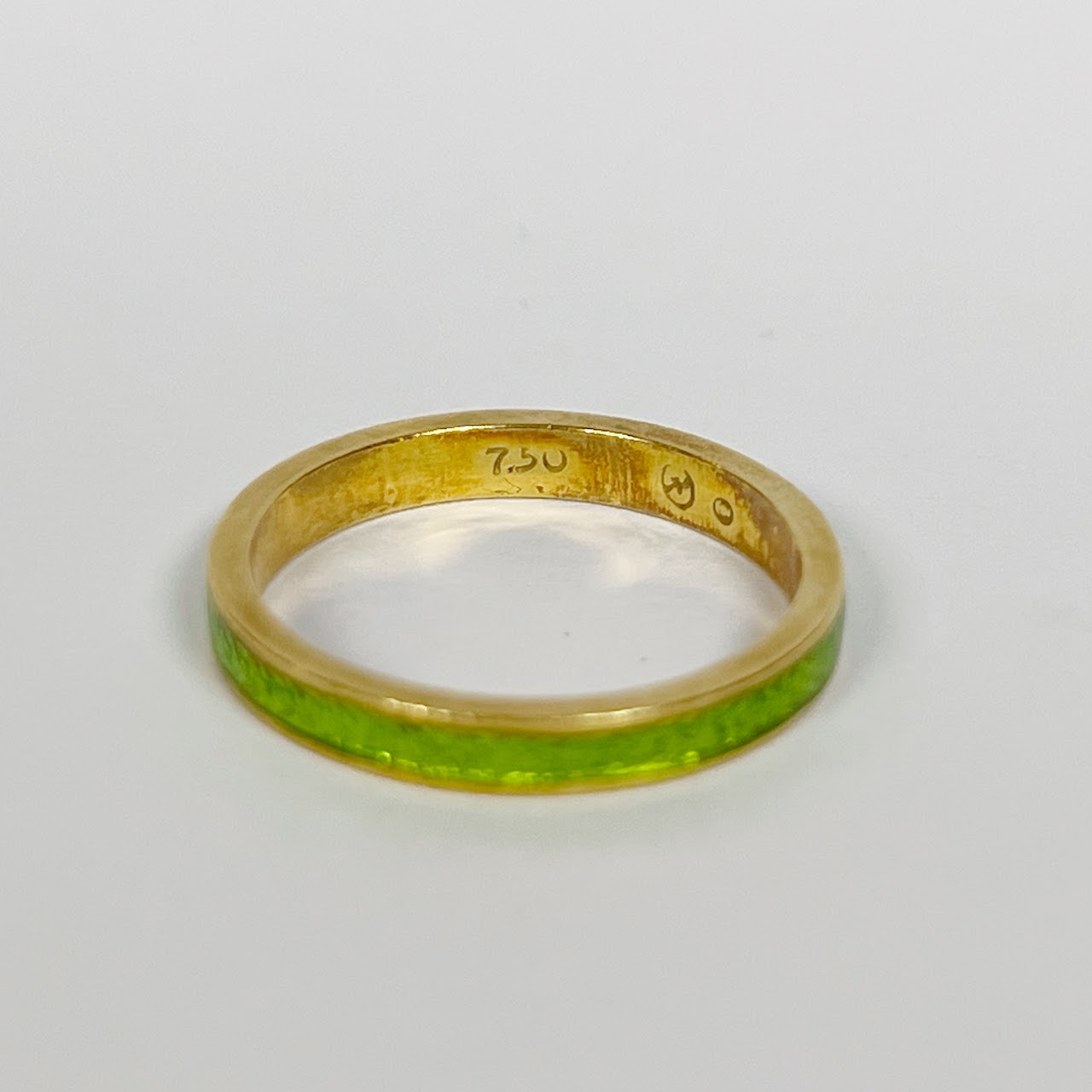 18K Gold and Green Enamel Band #2