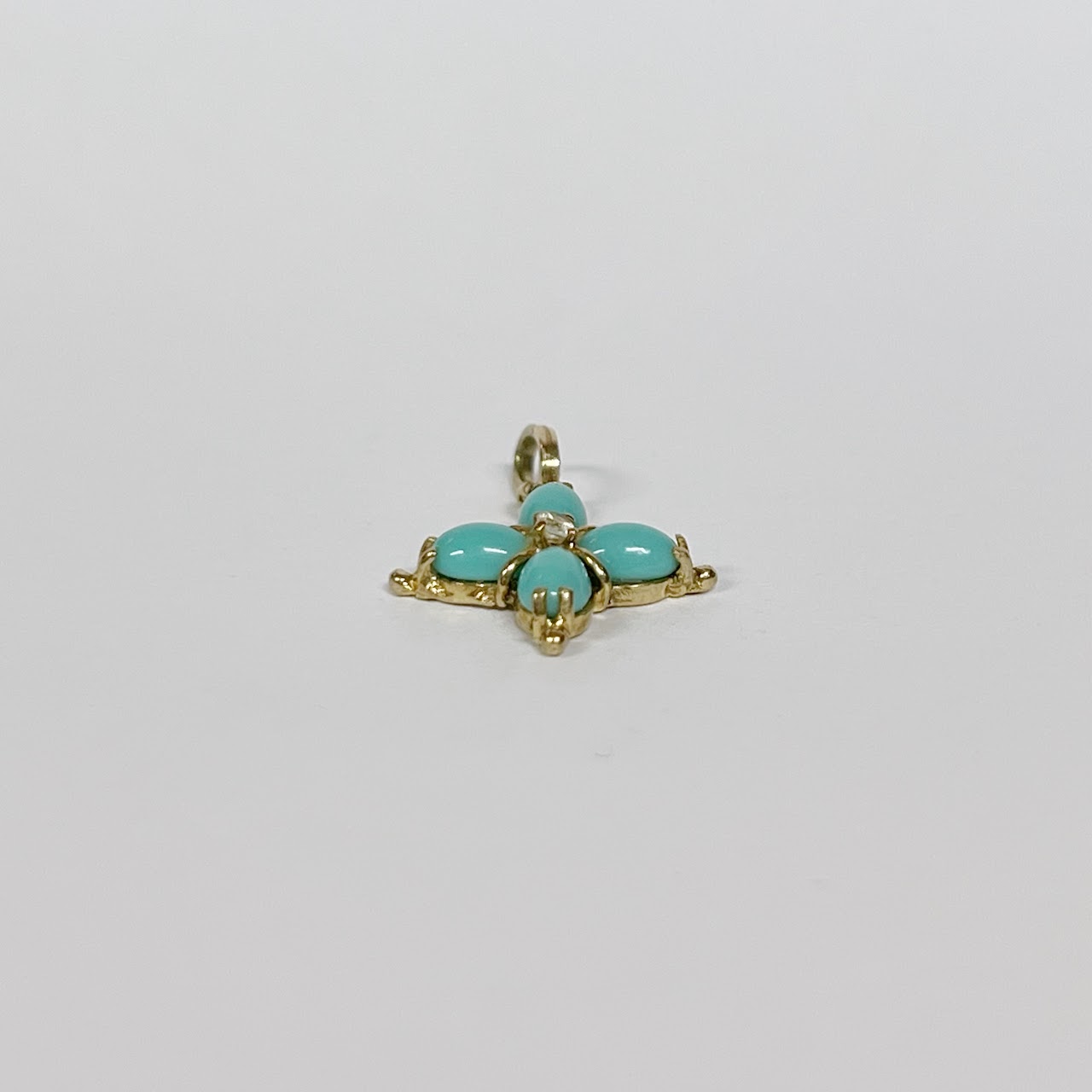 14K Gold, Blue and Clear Stone Pendant