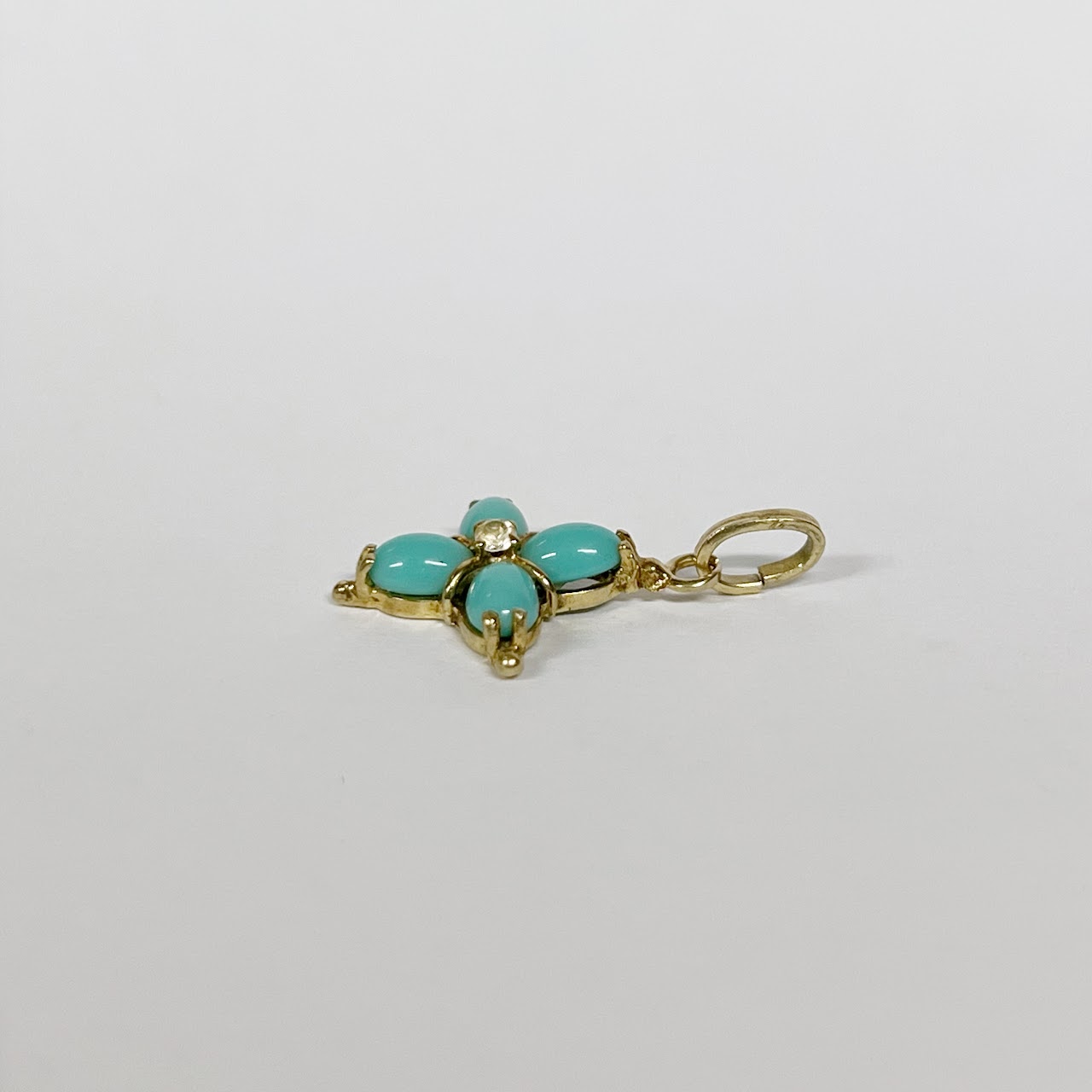 14K Gold, Blue and Clear Stone Pendant