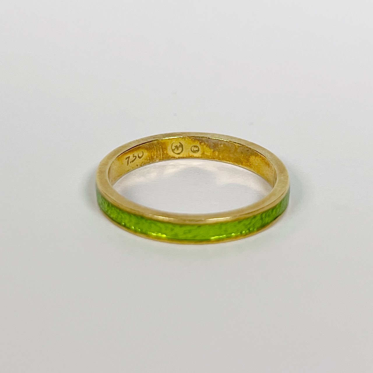 18K Gold and Green Enamel Band #2