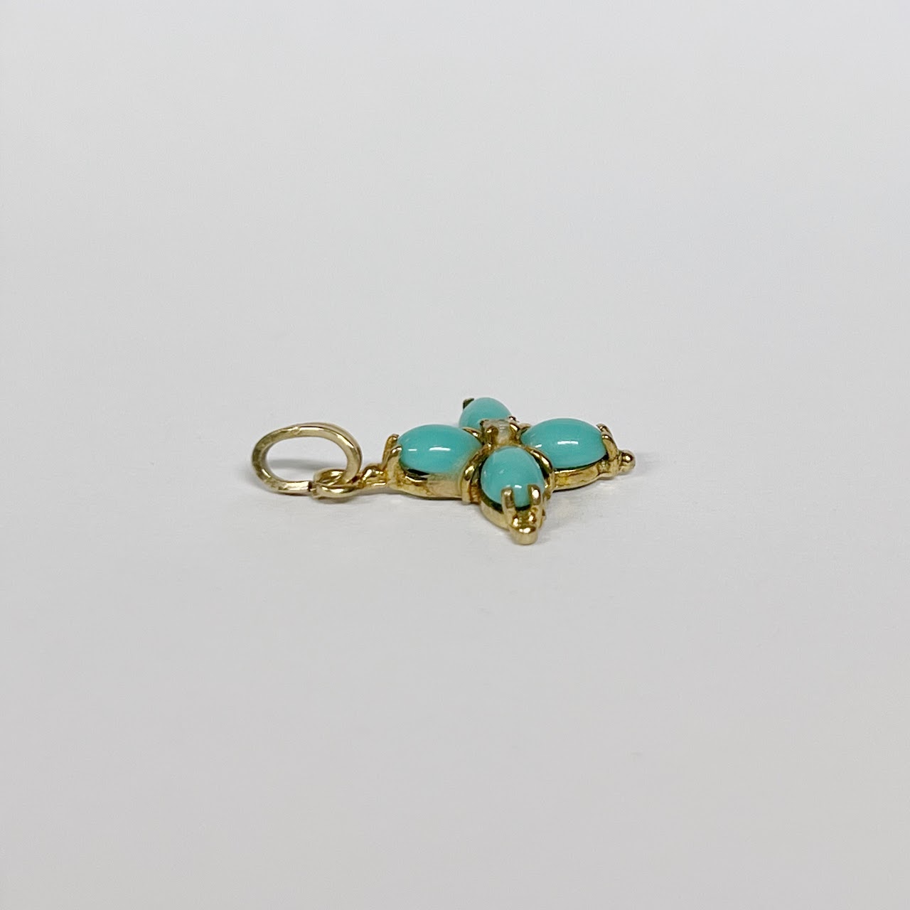 14K Gold, Blue and Clear Stone Pendant