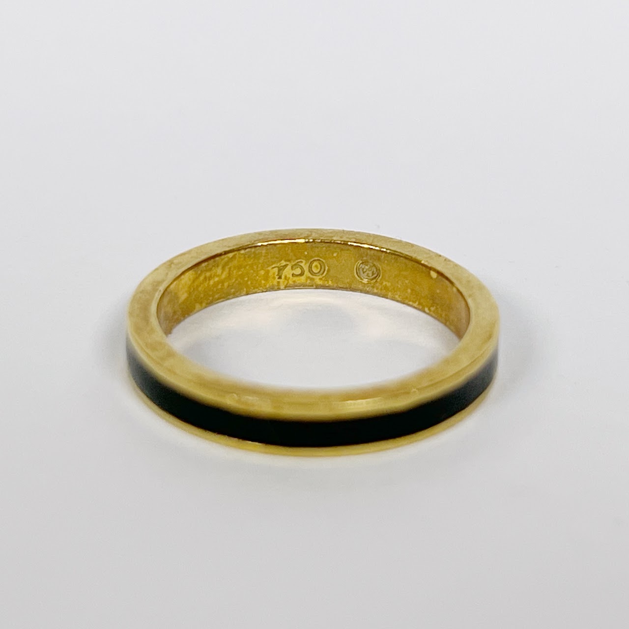 18K Gold and Black Enamel Band