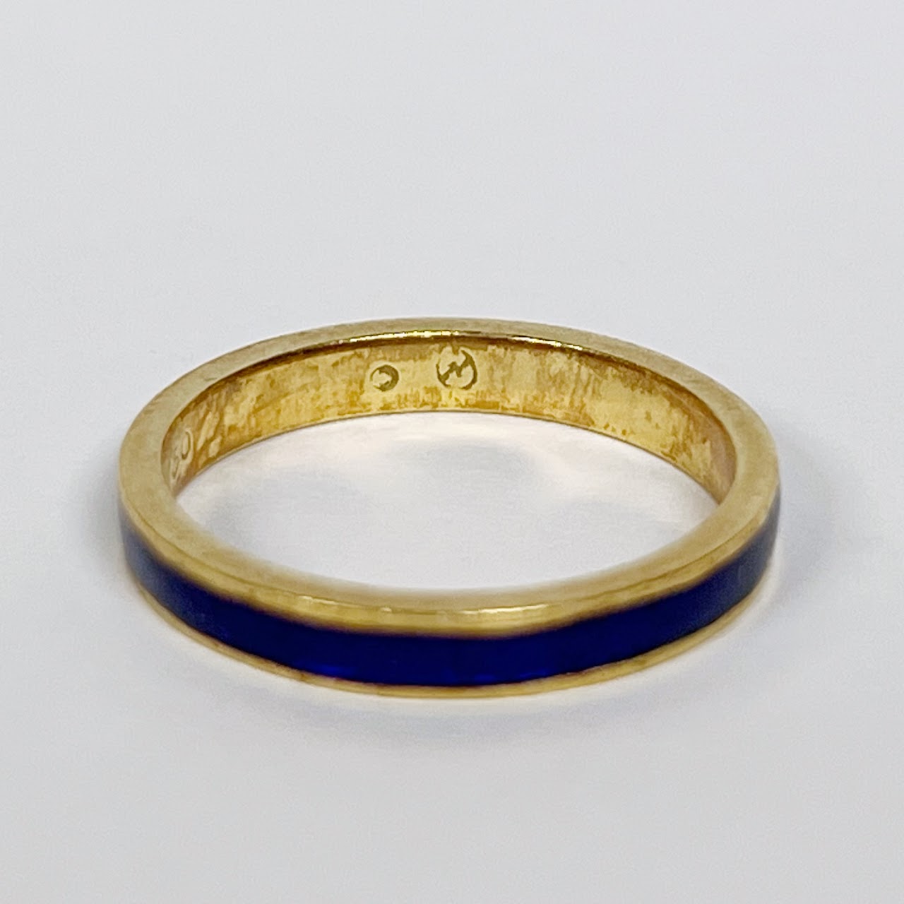 18K Gold and Blue Enamel Band