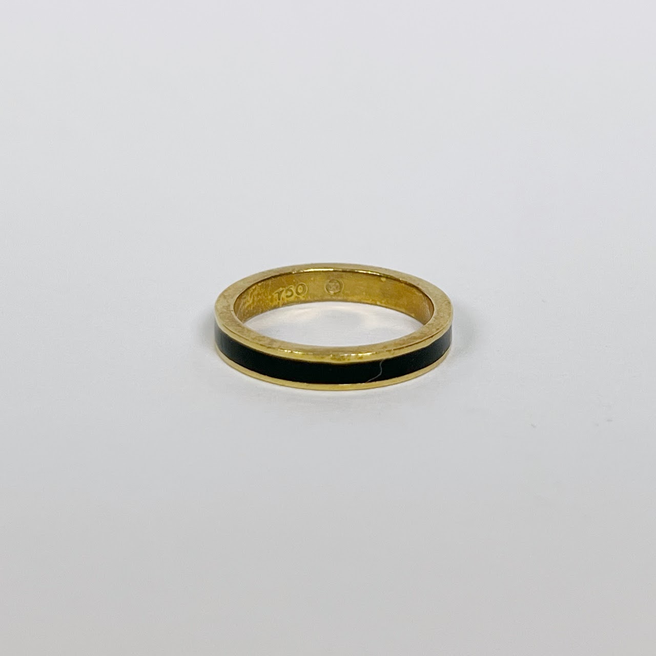 18K Gold and Black Enamel Band