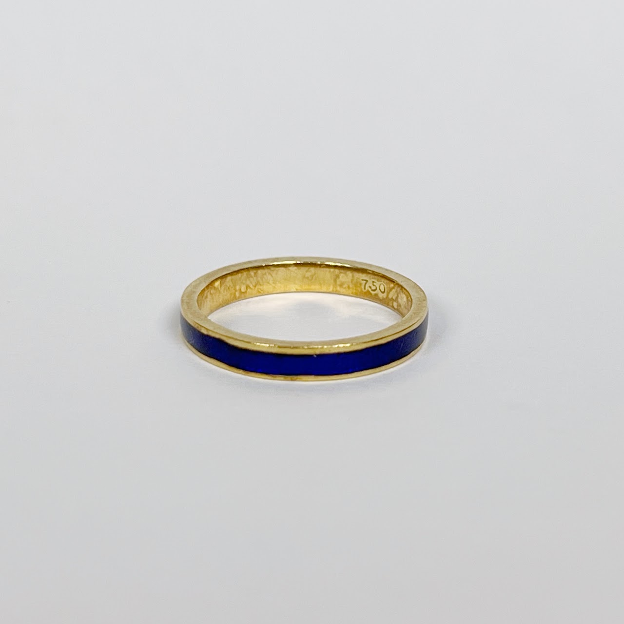 18K Gold and Blue Enamel Band