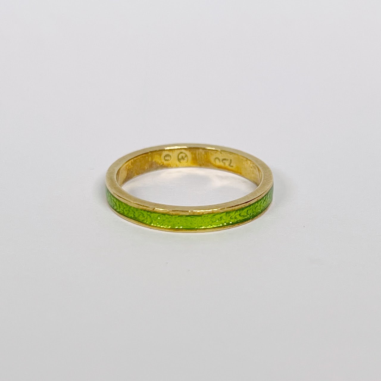 18K Gold and Green Enamel Band #2