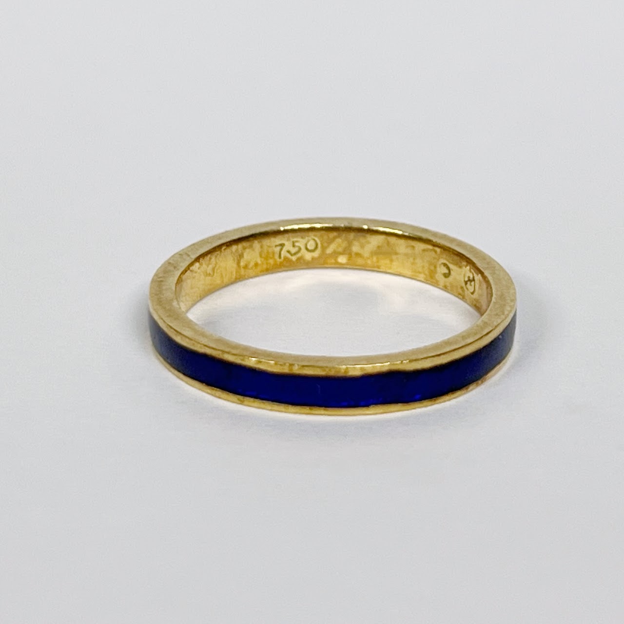 18K Gold and Blue Enamel Band